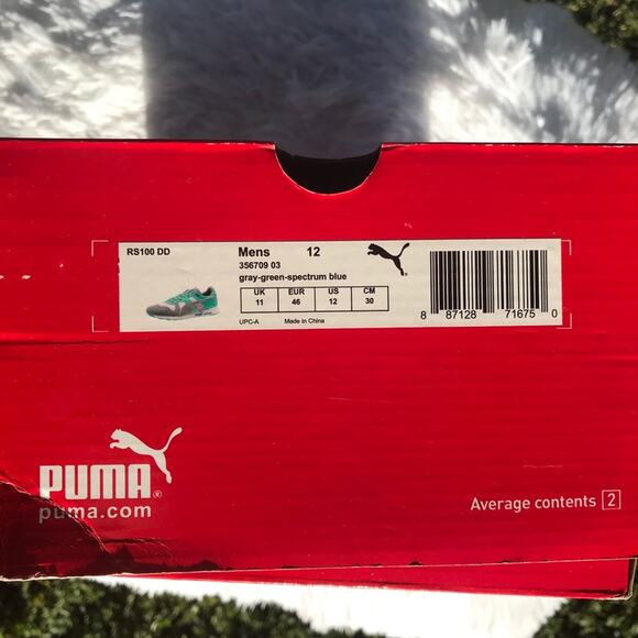 Puma Men RS-100 - Reinvention gray green blue Puma men’s Rs100 dip dye classic sneaker